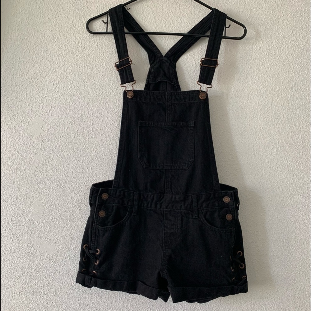 Black Hollister Boyfriend Short Overalls